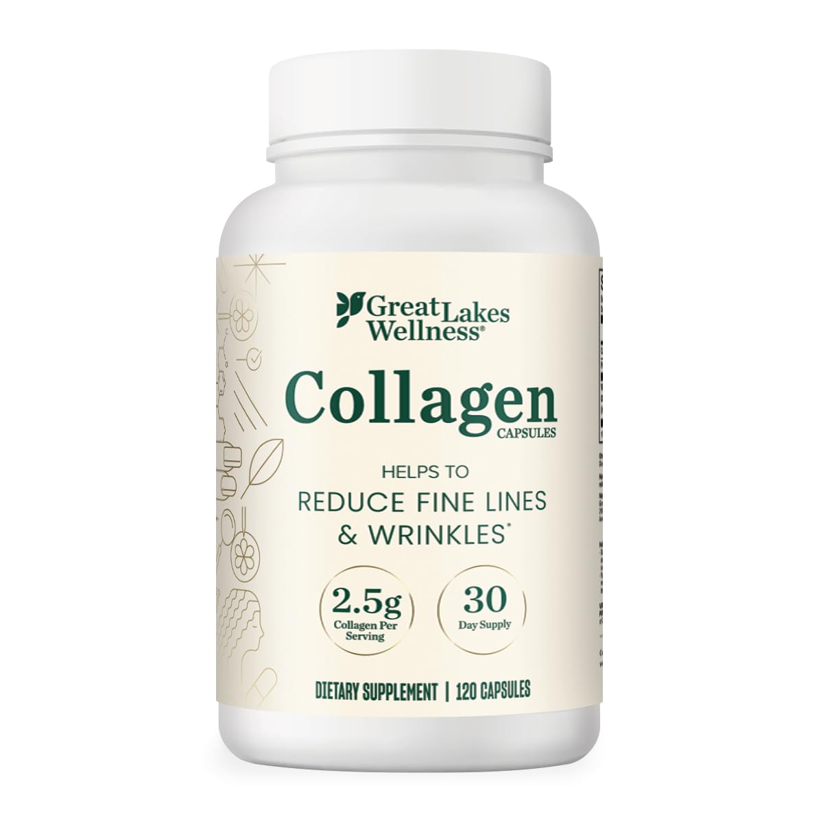 Flacon de 120 capsules de collagène peptides Great Lakes Gelatin