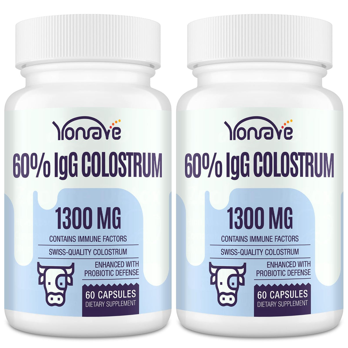 Flacon de 120 capsules de colostrum bovin Yonrave 1300mg