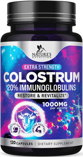 Flacon de 120 capsules de colostrum Nature's Nutrition