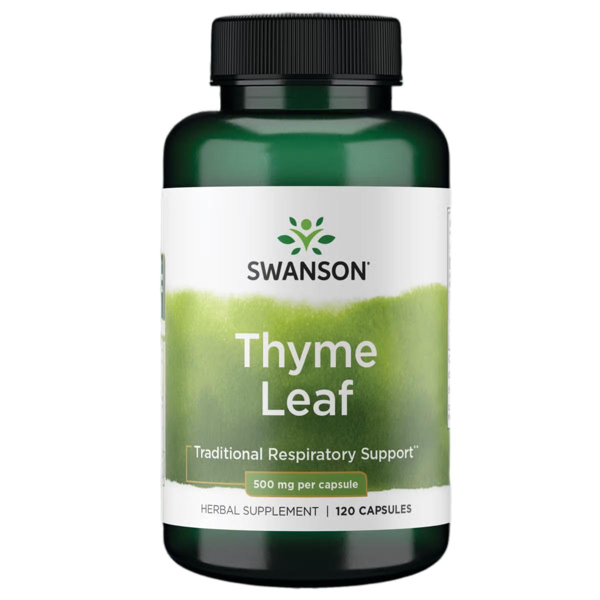 Flacon de 120 capsules de complément alimentaire Swanson Feuille de Thym 500 mg
