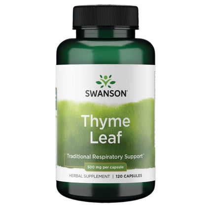 Flacon de 120 capsules de complément alimentaire Swanson Feuille de Thym 500 mg
