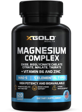 Flacon de 120 capsules de complexe de magnésium X Gold Health