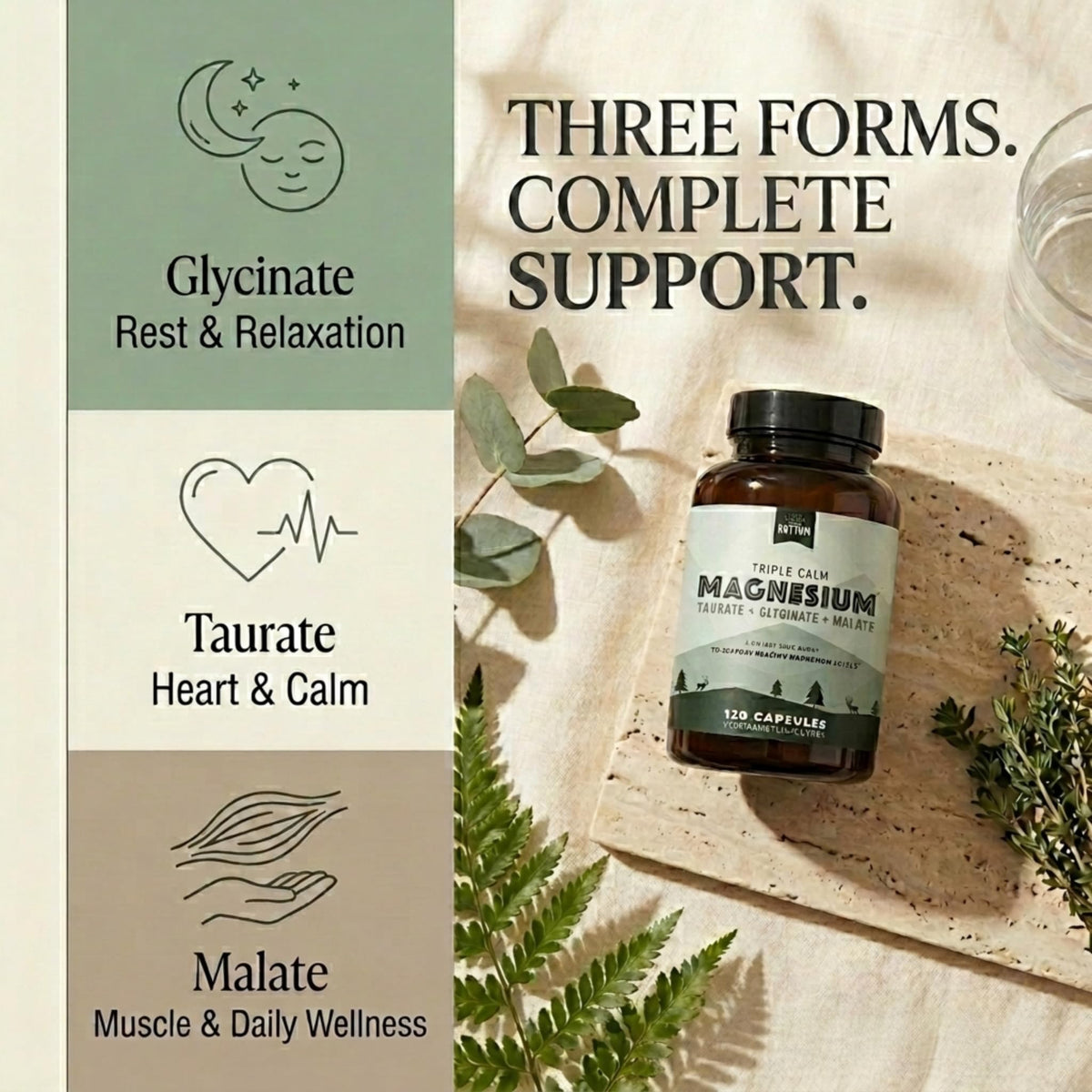 Flacon de 120 capsules de Complexe Magnésium Triple Calm Natural Rhythm