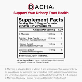 Flacon de 120 capsules de D-Mannose DACHA sur une table