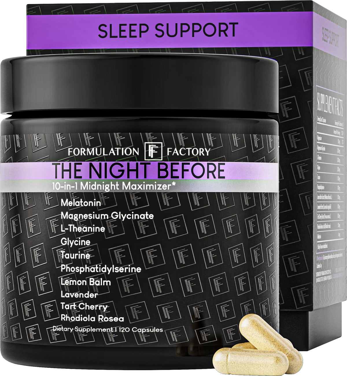 Flacon de 120 capsules de Formulation Factory The Night Before
