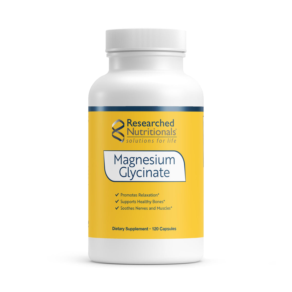 Flacon de 120 capsules de glycinate de magnésium Researched Nutritionals