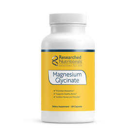 Flacon de 120 capsules de glycinate de magnésium Researched Nutritionals