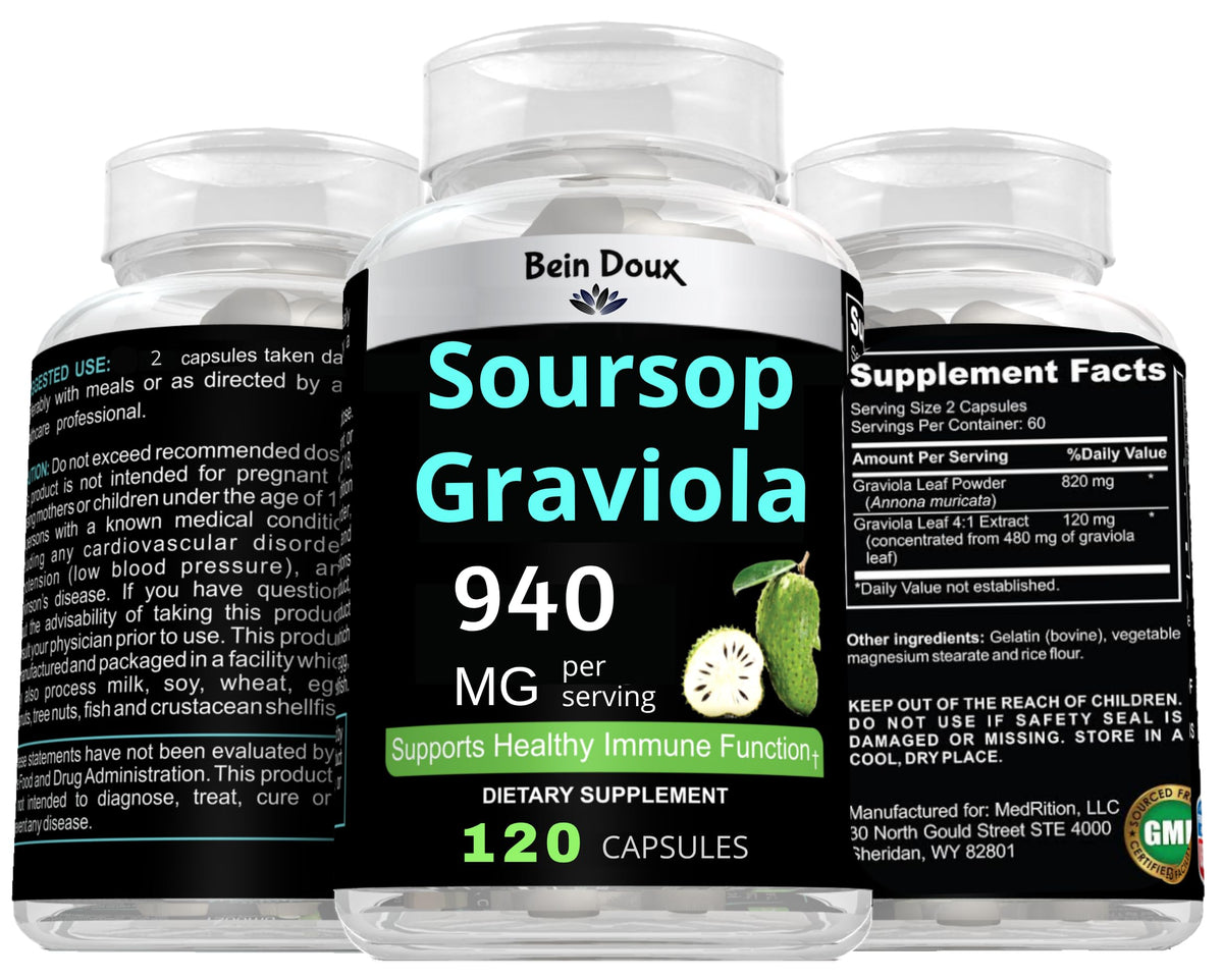 Flacon de 120 capsules de Graviola BEIN DOUX