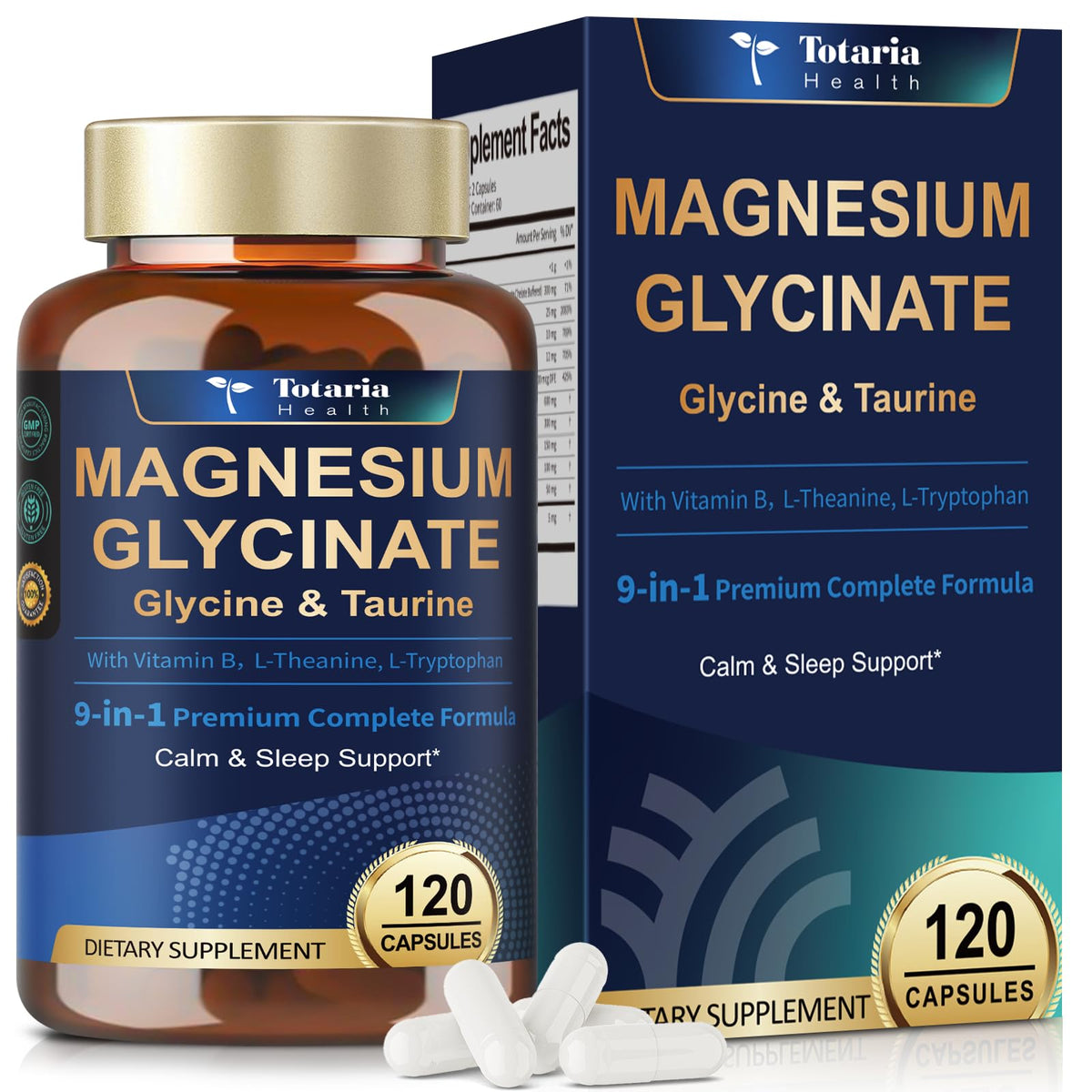 Flacon de 120 capsules de magnésium glycinate Totaria
