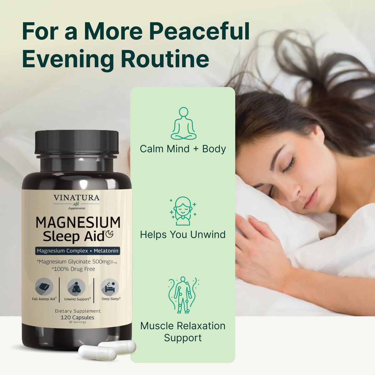 Flacon de 120 capsules de magnésium glycinate VINATURA