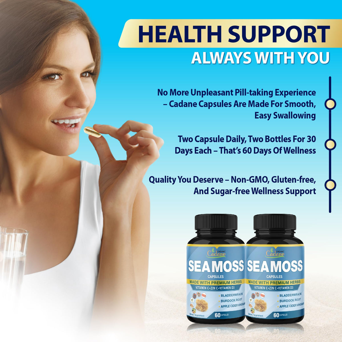 Flacon de 120 capsules de mousses maritimes irlandaises Organic Cadane