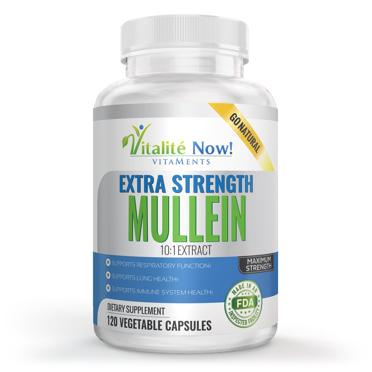 Flacon de 120 capsules de Mullein Vitalité Now! vue de face