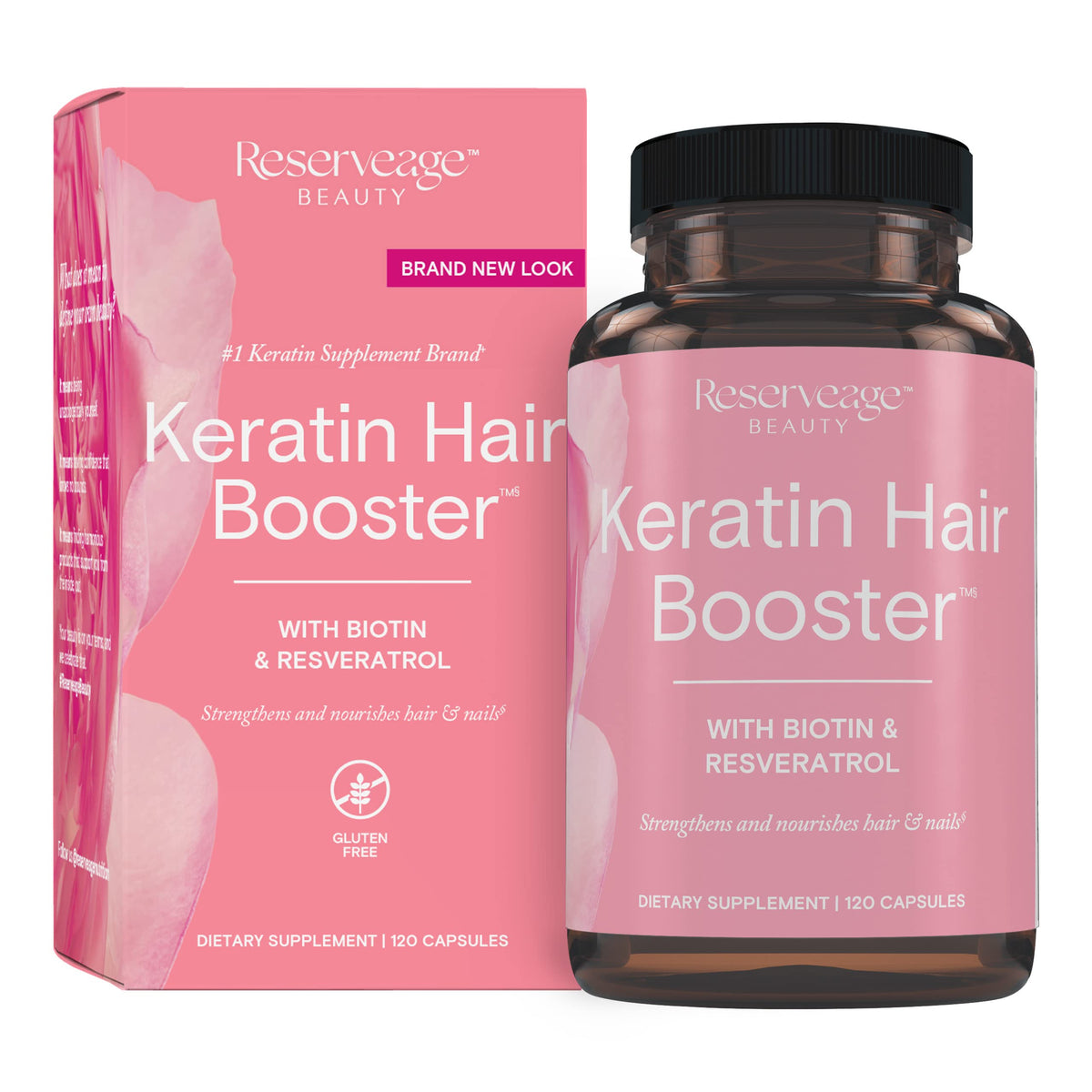 Flacon de 120 capsules de Reserveage Nutrition Keratin Hair support