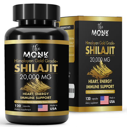 Flacon de 120 capsules de Shilajit Bio Gold Grade Plus de THE MONK