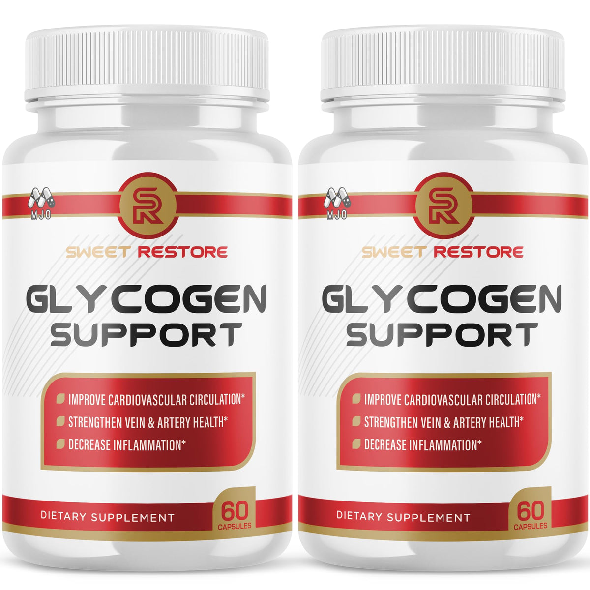 Flacon de 120 capsules de soutien au glycogène MJO vue de face