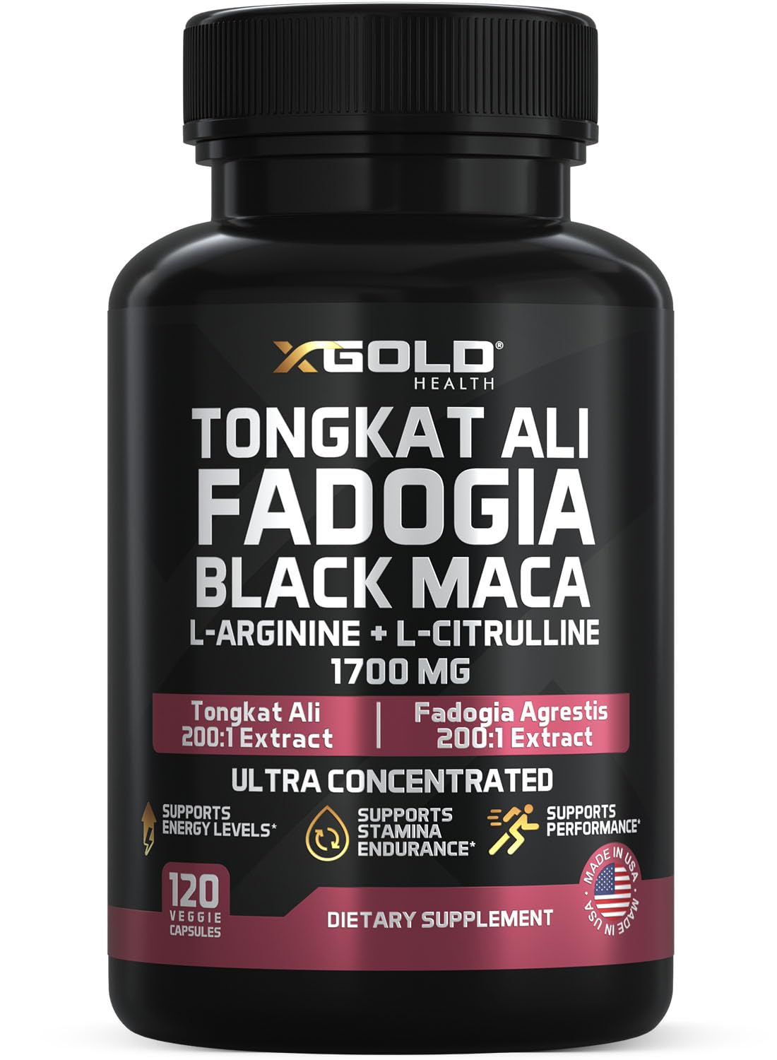 Flacon de 120 capsules de Tongkat Ali 200:1 X Gold Health
