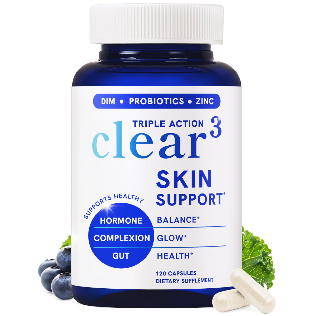 Flacon de 120 capsules du complément alimentaire Peau Claire SMNutrition