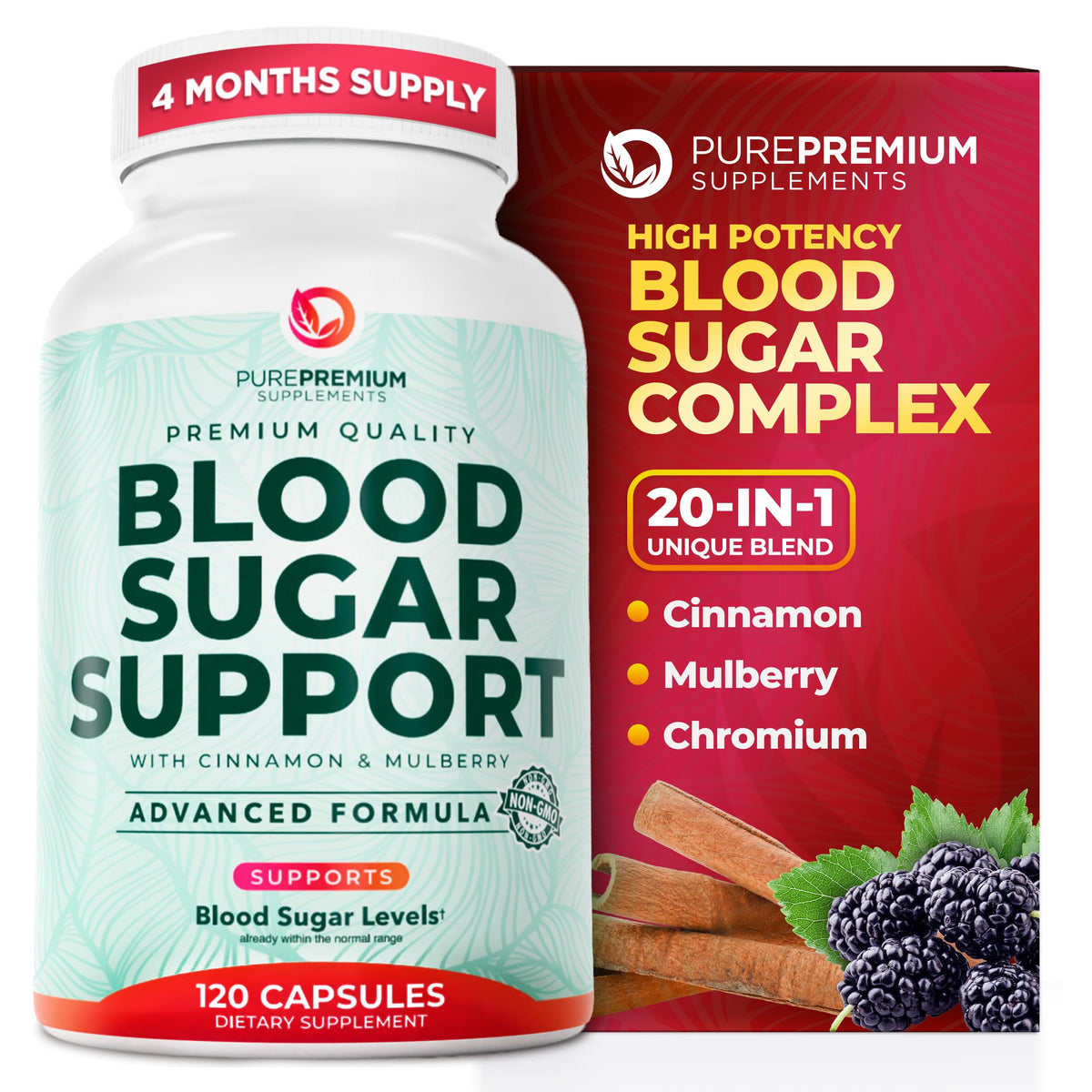 Flacon de 120 capsules PurePremium Complément Alimentaire Soutien Glycémie