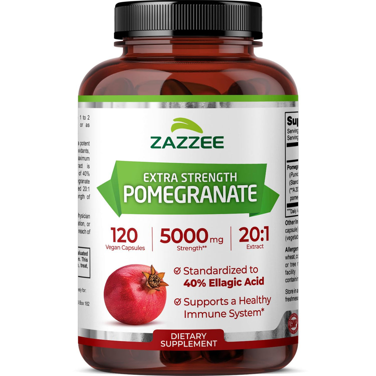 Flacon de 120 capsules végétales d'extrait de grenade Zazzee