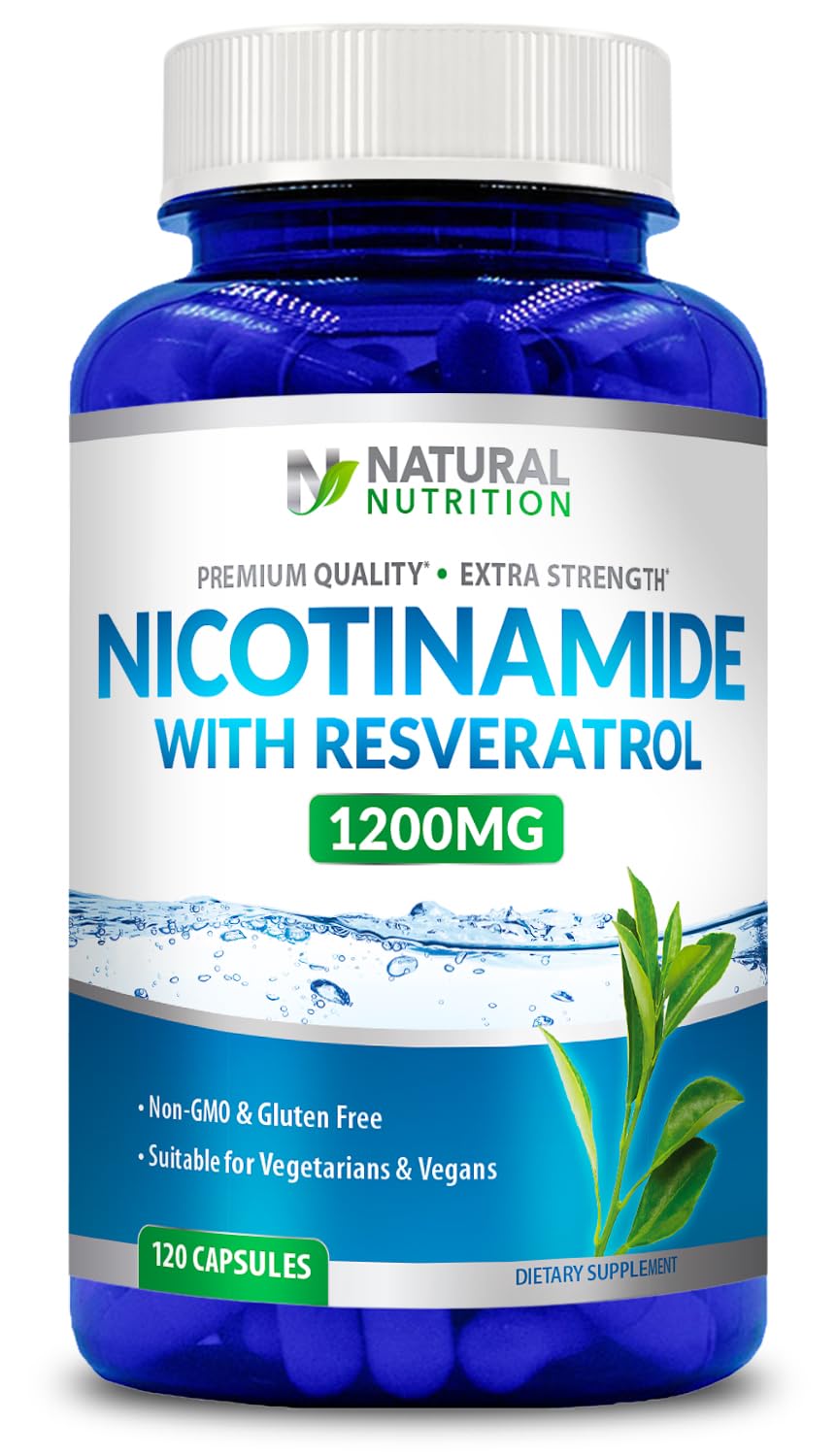 Flacon de 120 capsules végétales de Nicotinamide 1200mg avec Resvératrol