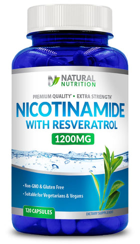 Flacon de 120 capsules végétales de Nicotinamide 1200mg avec Resvératrol