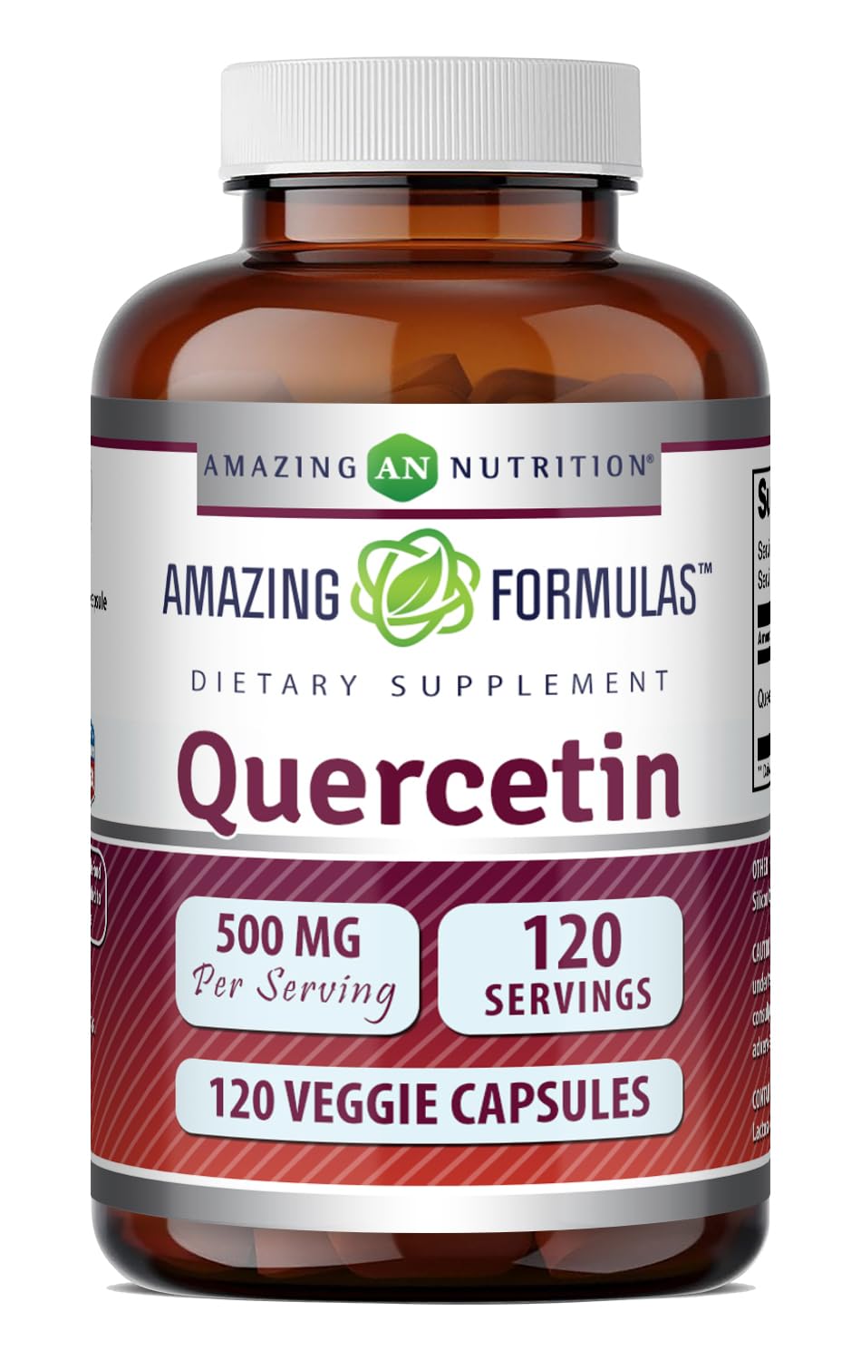 Flacon de 120 capsules végétales de Quercétine 500mg Amazing Nutrition