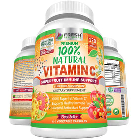 Flacon de 120 capsules végétales de Vitamine C 500mg FRESH HEALTHCARE