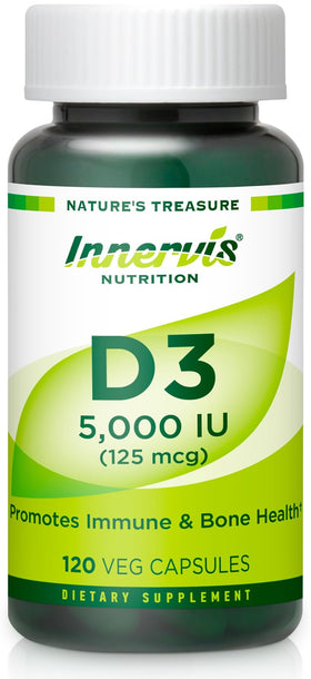Flacon de 120 capsules végétales INNERVISNUTRITION Vitamine D3 5000 IU