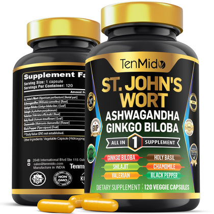 Flacon de 120 capsules végétales Tenmido St. John's Wort