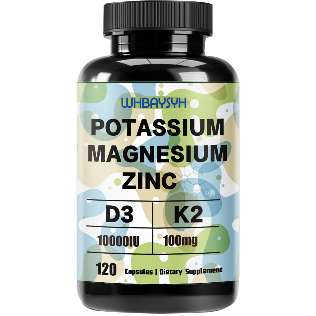 Flacon de 120 capsules végétales WHBAYSYH Potassium Magnésium Zinc