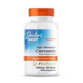 Flacon de 120 comprimés de curcuma Curcumin de Doctor's BEST vue de face