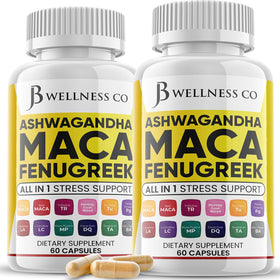Flacon de 120 gélules Ashwagandha Maca Fenugrec JB Wellness Co