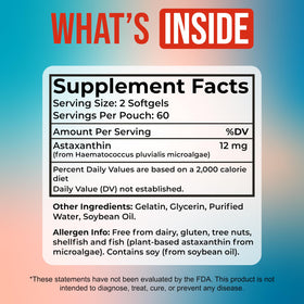 Flacon de 120 gélules d'Astaxanthin 12mg BEYOND LONGEVITY