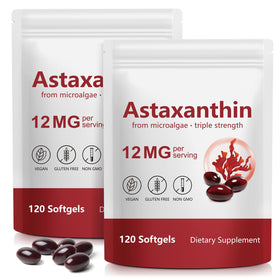 Flacon de 120 gélules d'Astaxanthine ZUZOKKAHA 12mg vue de face