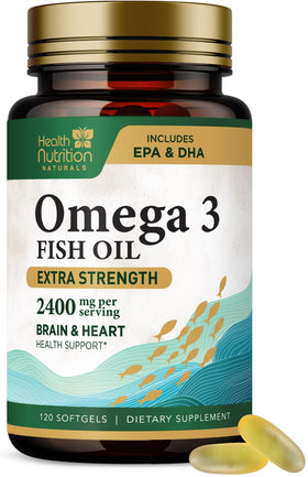 Flacon de 120 gélules d'huile de poisson Omega 3 2400mg