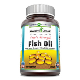 Flacon de 120 gélules d'huile de poisson triple force Amazing Nutrition
