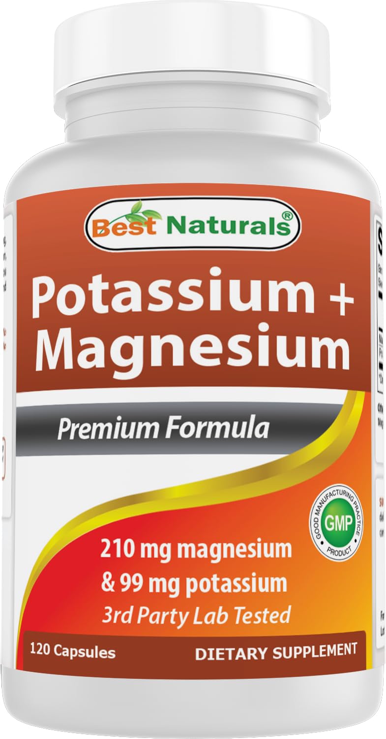 Flacon de 120 gélules de Best Naturals Potassium + Magnesium