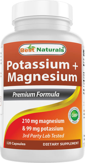 Flacon de 120 gélules de Best Naturals Potassium + Magnesium
