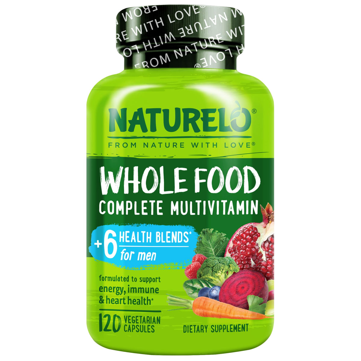 Flacon de 120 gélules de multivitamines NATURELO pour hommes