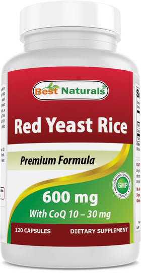 Flacon de 120 gélules de Riz Rouge avec CoQ10 de Best Naturals