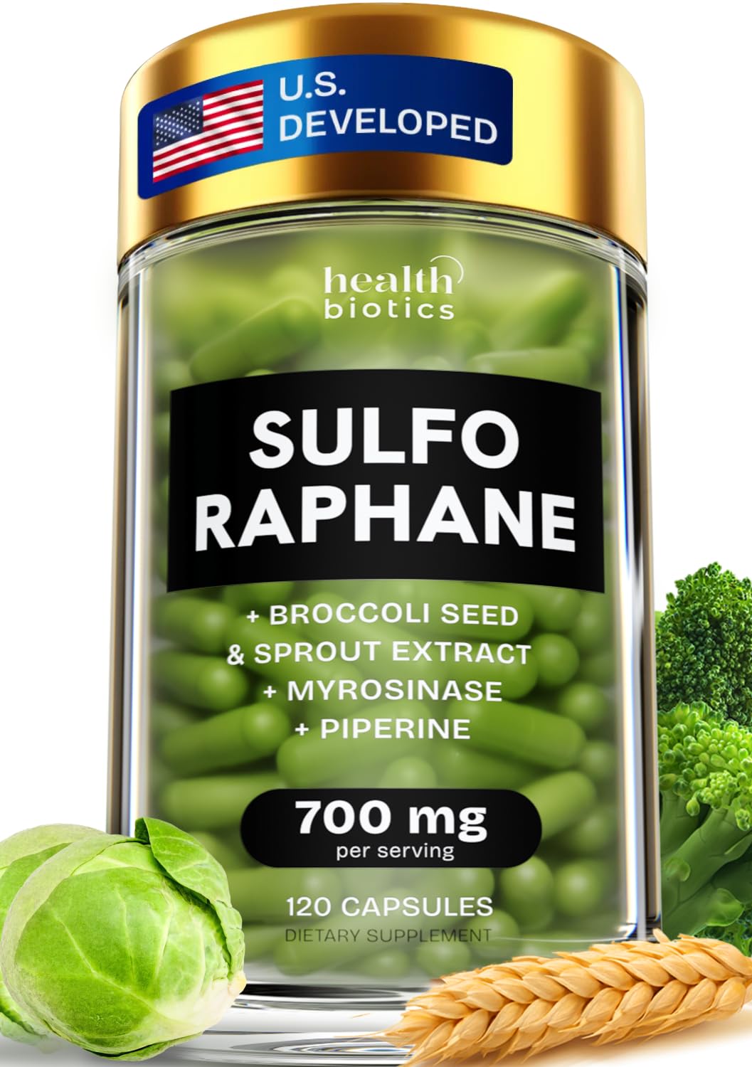 Flacon de 120 gélules de Sulforaphane Bio Healthbiotics