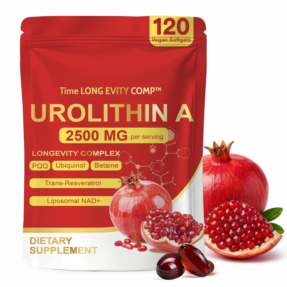 Flacon de 120 gélules molles de complément Urolithine A 2500mg