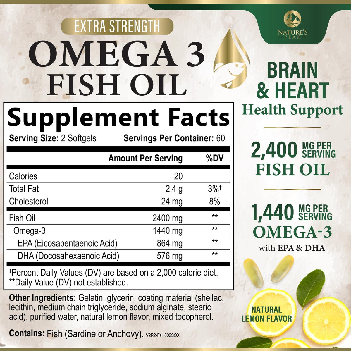 Flacon de 120 gélules Omega 3 Nature's Peak