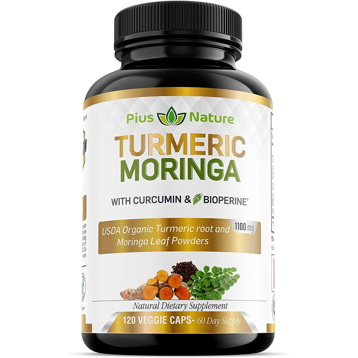 Flacon de 120 gélules végétales PIUS NATURE Curcuma Moringa