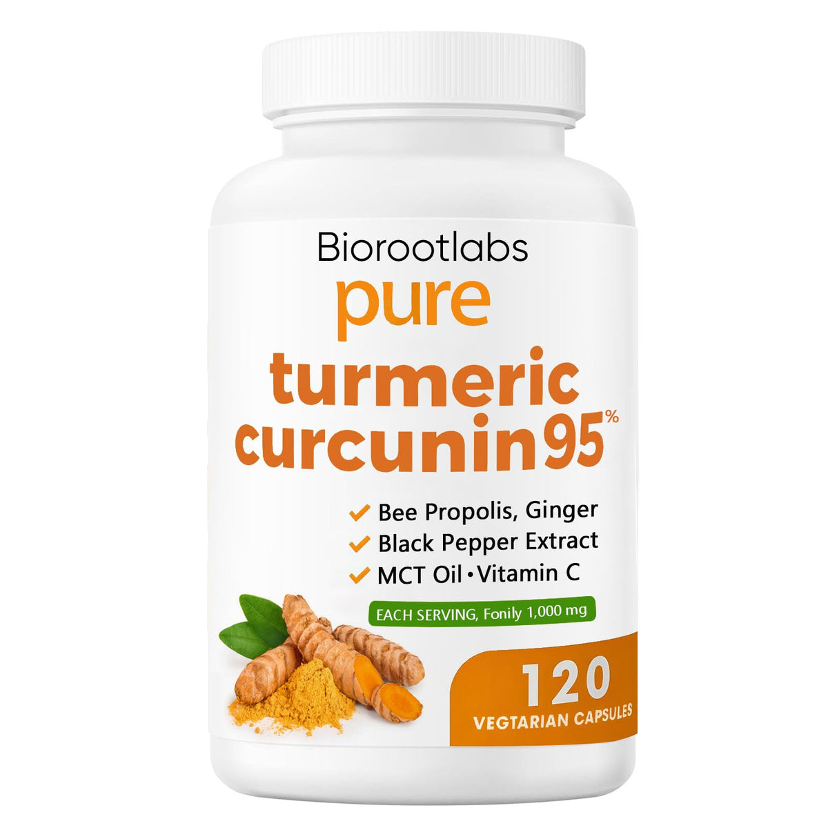 Flacon de 120 gélules végétariennes de curcuma 1000mg TOGOLIUN