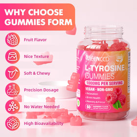 Flacon de 120 gummies L-Tyrosine 1000mg MEENCCD de côté