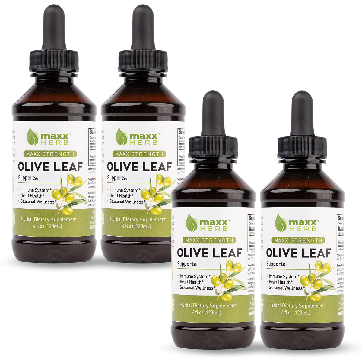 Flacon de 120 ml d'extrait de feuille d'olive Maxx Herb vue de face