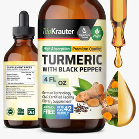 Flacon de 120 ml de complément alimentaire BIO KRAUTER Curcuma avec étiquette
