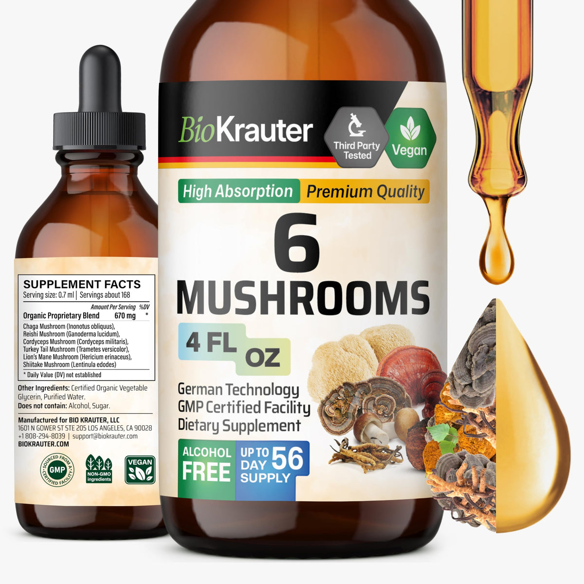Flacon de 120 ml de complexe de champignons BIO KRAUTER