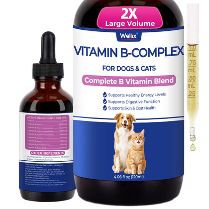Flacon de 120 ml de complexe de vitamines B Wellix pour animaux